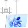 ONKRON Staffa TV 32-80 pollici, Portata 68,2 kg, Supporto TV da Soffitto VESA 100x100-600x400 mm, Inclinabile e Girevole, Porta Televisore Universale, Telescopico, con Gestione Cavi, Bianco, N1L-W