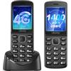 Ufferson 4G Telefono Cellulare per Anziani con Tasti Grandi, Ampio Display IPS da 2,4", Batteria da 1400 mAh, Telefoni per Persone Anziane Facile da Usare, Slot per Nano SIM, Chiamata Rapida,Base di Ricarica
