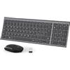 iClever Tastiera e Mouse Wireless - Tastiera e Mouse Portatili Wireless 2.4G, Batteria Ricaricabile Design Ergonomico Dimensioni Regolari Sottile Connessione Stabile DPI Regolabile (Grigio e Nero)
