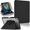 Koze Custodia Girevole 360° per iPad Air 11 pollici M4 2026/M3 2025/M2 2024 & iPad Air 10,9 pollici 5a/4a generazione con Portapenne, Cover Rotante Supporto Retro Acrilico Trasparente Antiurto, Nero