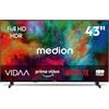 MEDION TV 43 pollici (108 cm) Full HD Smart TV (HDR, VIDAA Store, DVB-T2 HD, DVB-C, DVB-S2, HEVC, Prime Video, Disney+, DAZN, HbbTV, PVR, Bluetooth, MD 843101)