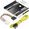 deleyCON Telaio di Montaggio per Dischi Rigidi da 2,5" SSD a 3,5 Adattatore Telaio Rimovibile Staffa di Montaggio Binari Viti Incluse Adattatore di Alimentazione Cavo SATA e Cacciavite - Nero