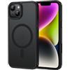 XTCASE Cover Magnetica per iPhone 15 [Compatibile con MagSafe], Custodia Traslucida Opaca Posteriore Resistente ai graffi TPU Bumper Antiurto Sottile Protettiva Case, Nero
