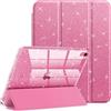 FINTIE Cover per iPad (A16) 11ª Generazione 11" (2025) / iPad 10ª Generazione 10,9" (2022) con Portapenne - Antiurto Glittering Trasparente Custodia Posteriore con Auto Sveglia/Sonno, Magenta