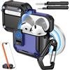 MoKo per Custodia AirPods 4 con Chiusura 2024 - Compatibile con MagSafe, Supporto per Telefono & Pop-up Auto per Custodia AirPod 4a Generazione, Copertura Protettiva con Kit Pulizia, Blu Scuro+Nero