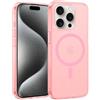 XTCASE Cover Magnetica per iPhone 15 Pro, Compatibile con MagSafe, Custodia Satinato Traslucida Opaca Protettiva Sottile Antiurto Case, Rosa