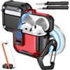 MoKo per Custodia AirPods 4 con Chiusura 2024 - Compatibile con MagSafe, Supporto per Telefono & Pop-up Auto per Custodia AirPod 4a Generazione, Copertura Protettiva con Kit Pulizia, Rosso+Nero
