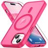 Vansdon Cover Magnetica per iPhone 15 con 1 Pezzi Vetro Temperato, Compatibile con Magsafe, Protezione anticaduta di livello militare, Custodia Traslucida Opaca Sottile Antiurto-Rosa shocking