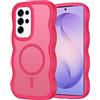 XTCASE Cover Magnetica per Samsung Galaxy S26 Ultra 5G [Compatibile con MagSafe], Custodia Ondulato Curvo TPU Bumper Traslucida Opaca Posteriore PC Rigido Antiurto Antigraffio Case, Rosa Rossa