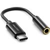 deleyCON 10cm Adattatore Cuffie USB‑C a Jack 3,5mm AUX - Compatibile con Apple, Samsung, Google, Huawei, Xiaomi, Smartphone, Tablet, Laptop, PC, Surface, Cuffie e Altoparlanti - Nero