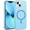 XTCASE Cover Magnetica per iPhone 13 / iPhone 14, Compatibile con MagSafe, Custodia Satinato Traslucida Opaca Protettiva Sottile Antiurto Case, Blu