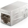 deleyCON RJ45 Accoppiatore CAT 7 (10Gbps, 600MHz) Connettore CAT7 Cavo di Estensione Adattatore Ethernet Metallo Compatibile con Cavo Patch Cat8, Cat7, Cat6, Cat5 LAN DSL POE 2x Presa RJ45, Argento