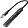 deleyCON USB A HUB 4 Porte Distributore - (1x USB3.0 / 3x USB2.0) Alloggiamento in Alluminio, 15cm, Per PC, Laptop, Notebook - Nero