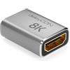 deleyCON Giunto HDMI 2.1 8K (48G, Ultra High Speed) Adattatore Accoppiatore 8K@60Hz 4K@120Hz 2K@144Hz/165Hz EARC HDCP 2.3/2.2 DTS:X per HDR Dolby Atmos TV PS5 Xbox Soundbar Monitor - Argento