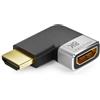 deleyCON Adattatore HDMI Connettore di Accoppiamento 8K@60Hz / 4K@120Hz UHD 7680x4320 Alluminio HDMI 2.1 ARC HDR10+ Dolby Vision VRR ALLM 48Gbps ad Angolo Retto Grigio Nero