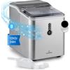 Klarstein Macchina Ghiaccio 1.5L, Macchina del Ghiaccio Professionale, Fabbricatore Ghiaccio Secco Alimentare 12kg, Cubetti di Grandi Dimensioni, Macchina Ghiaccio Casa Autopulente per Cocktail