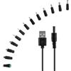 Mcbazel Cavo di alimentazione USB a DC, cavo di alimentazione DC 13 in 1 5V, cavo di ricarica universale con 10 connettori DC e Micro/Mini USB/Type-C per stampanti 3D, router, hub, fotocamere, LED-1M