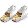 deleyCON 2 connettori CAT 7, RJ45, schermati, 10 Gbps, 600 MHz, cavo rigido, cavo grezzo, Ethernet LAN DSL