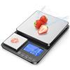Drcowu Bilancia da Cucina Digitale Doppia Piattaforma, 15 kg/1 g e 500 g/0,01 g Alta Precisione, Funzione Tara e Somma, Piattaforma in Acciaio Inox, per Cucina, Pasticceria e Gioielli, 7 Unità di Misura