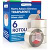 DNK TRADE Nastro Adesivo Trasparente da Imballaggio Pacchi 50mm x 66m Silenzioso Resistente all'Acqua Sigilla e Protegge Scatole per Traslochi e Spedizioni - 6 Rotoli