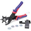 WORKPRO Pinza Fustellatrice, Pinza Perforatrice a Fustella per Cuoio e Cinture, Testa Girevole con 6 Fori Intercambiabili Rotondo, Rettangolare, Ovale