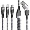 Unillous USB A/C Multi Cavo di Ricarica, 5 in 1 Multiplo Cavetto Micro USB Tipo C Nylon Intrecciato Cavo di Ricarica per SmartPhone Tablets Samsung Galaxy Huawei Xiaomi LG-1.2M
