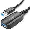 deleyCON 5m Cavo di Prolunga USB 3.2 Gen1 Attivo con Amplificatore di Segnale - 5 Gbit/s - USB‑A a A - per PC, Computer, Laptop, Stampante e Scanner