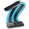deleyCON 24-Pin ATX Cavo di Alimentazione Prolunga 30cm - 18 AWG Scheda Madre PSU PC Computer Nylon Cavo di Corrente Spina a Presa - Nero Blu