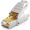 deleyCON 1x CAT 8 Connettore di Rete RJ45 a Sgancio Rapido con Schermatura 40 Gbit/s Spina di Rete per la Posa Rigidi di Cavi Grezzi Connettore RJ45 Ethernet LAN Cavo Patch DSL