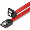 deleyCON 30cm Cavo SATA 3 Nylon 6 Gbit/s Dati SATA III Connessione Serial ATA Collegamento per Mainboard & Disco HDD SSD 1 Connettore S-ATA l 90° Angolato Rosso