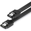 deleyCON 60cm Cavo SATA 3 Nylon 6 Gbit/s Dati SATA III Connessione Serial ATA Collegamento per Mainboard & Disco HDD SSD 2 Connettori S-ATA l Dritti Nero