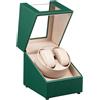 Tolesum Carica Orologi Automatici 2 Posti,Scatola del Tempo per Orologi, Automatic Watch Winder PU Scatola per Orologi Doppi Rotanti,Rotazione Silenziosa-verde