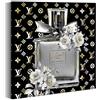 summer melody Stampa artistica da parete su tela con bottiglia di profumo: stampa moderna e alla moda, con bouquet di rose e fiori, opera d'arte per camera da letto e camera da letto per ragazze