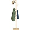 Relaxdays Appendiabiti a Forma di Albero, 8 Ganci Appendi Abiti, Attaccapanni HLP: 177x30x30 cm, Legno e MDF, Naturale