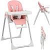 AIYAPLAY Seggiolone Pappa Evolutivo Bambini Pieghevole, 6-36Mesi/15kg Rosa
