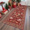 Weldphur Tappeto Natalizio, 200×60cm Vintage Tappeto Per Soggiorno Lavabile Antiscivolo, Tappeti Camera Da letti Di Babbo Natale, Albero Di Natale, Passatoia Decorativo Per Ingresso, Sala Da Pranzo, Comodino