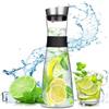 FAMKEEP Caraffa Vetro,1200ml Brocca,Brocca per Acqua in Vetro Coperchio Inox per Succo Caldo Freddo,Bevande ghiacciate,tè,Latte,caffè e Vino Rosso