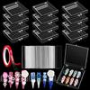 Kalolary 63 pezzi Set di Scatole Espositore Punte per Unghie, Kalolary Kit Unghie Finte Comprese Scatole Imballaggio Nastro Biadesivo Supporto Trasparente per Espositori per Unghie per Press on Nail Business