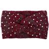 styleBREAKER Fascia in maglia da donna con perle metallizzate,Bordeaux-ross | Fascia con nodo, elastica per circonferenza 45-56 cm (anche bimbi), larghezza 13 cm, base 21 cm non tesa.