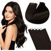 Hetto Extension Capelli Veri Biadesivo Marrone Scuro 60cm 20pz 50g | 100% Remy umani, cuticole intatte, anti-groviglio. Adesivo invisibile, facile applicazione. Per matrimonio e uso quotidiano.