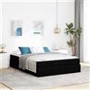 vidaXL Letto matrimoniale con materasso, 2 pezzi, colore nero, rivestito in tessuto