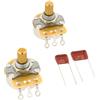 Fender Kit Potenziometro Alberino Liscio & Condensatore Tele 2x | Kit upgrade wiring Telecaster, 2x potenziometri volume/tono, condensatore, ricambi elettronica chitarra elettrica Fender