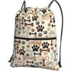 HJFCZH Dog Bones Paw Prints - Zaino con cerniera e coulisse, ultra resistente, impermeabile, per viaggi e sport, custodia leggera e pieghevole