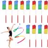 BCENG Set di 12 fasce da ginnastica multicolore con asta, 2 m, per ginnastica, unisex, per bambini, colori arcobaleno, per danza per bambini, ginnastica ritmica, danza per bambini