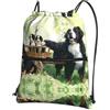 YYHHAOFA Dog Family Prints, zaino con cerniera e coulisse, leggero, impermeabile, con tasca frontale, per viaggi, sport e yoga