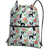 HJFCZH Dog Prints - Zaino con cerniera e coulisse, ultra resistente, impermeabile, per viaggi e sport, custodia leggera e pieghevole