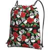 WHJDPP Zaino con cerniera e coulisse con stampa di teschi e rose, leggero, impermeabile, con tasca frontale e organizer interno, ideale per viaggi, yoga ed escursionismo
