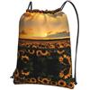 WHJDPP Sunflowers Sea Prints, zaino con coulisse e cerniera, leggero, impermeabile, con tasca frontale e organizer interno, ideale per viaggi, yoga ed escursionismo