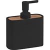 Gedy Melbourne Dispenser Sapone Bagno in Resina Nero Opaco e Cover Bambù, Contenitore da 300ml, Dosatore Sapone Bagno con Pompetta Erogatore in Plastica, Accessorio Bagno Misure L12,8xP5,6xH15,7cm
