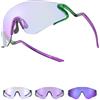 ROCKBROS Occhiali Ciclismo Fotocromatici TR90 Ultraleggero 24g, Occhiali da Sole Sportivi Uomo Donna Protezione UV400, Nasello Regolabile Antiscivolo, per Bici MTB Corsa Pesca, Viola